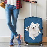 American Eskimo Dog Torn Paper Luggage Covers