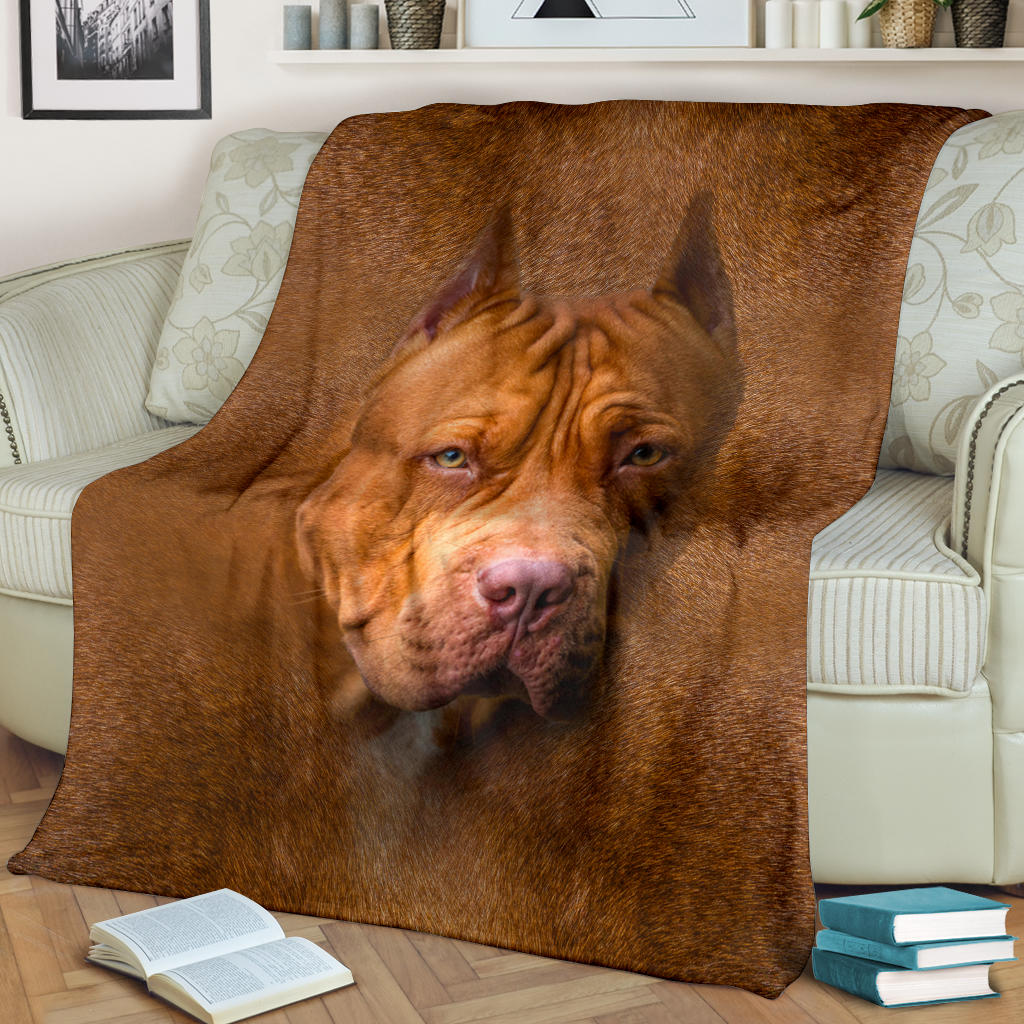 American Pit Bull Terrier Face Hair Blanket