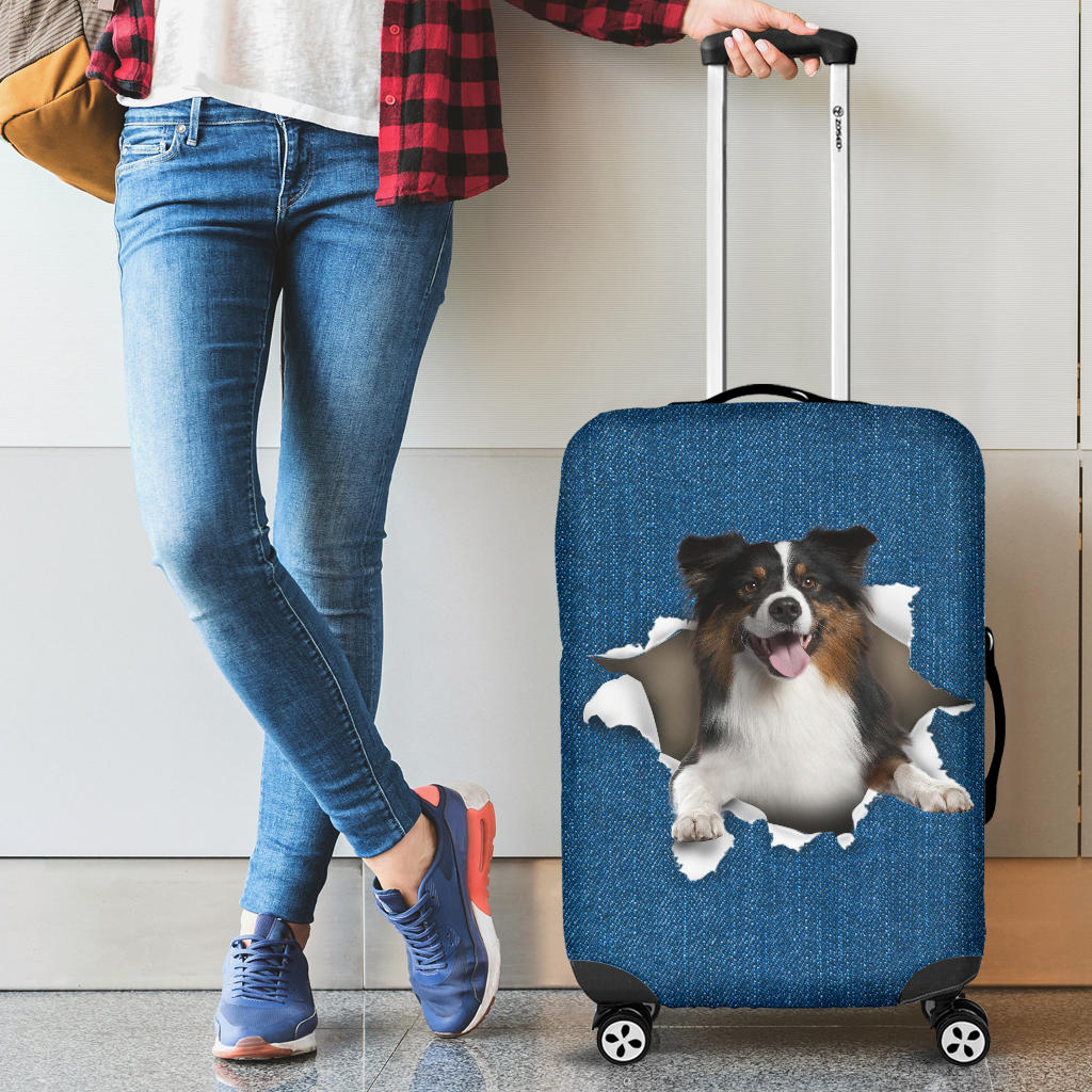 Australian Shepherd Torn Paper Luggage Covers