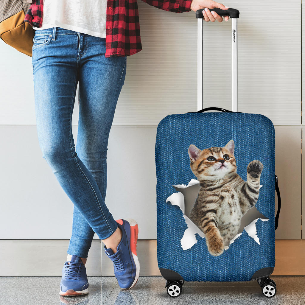 Cat Torn Paper Luggage Covers