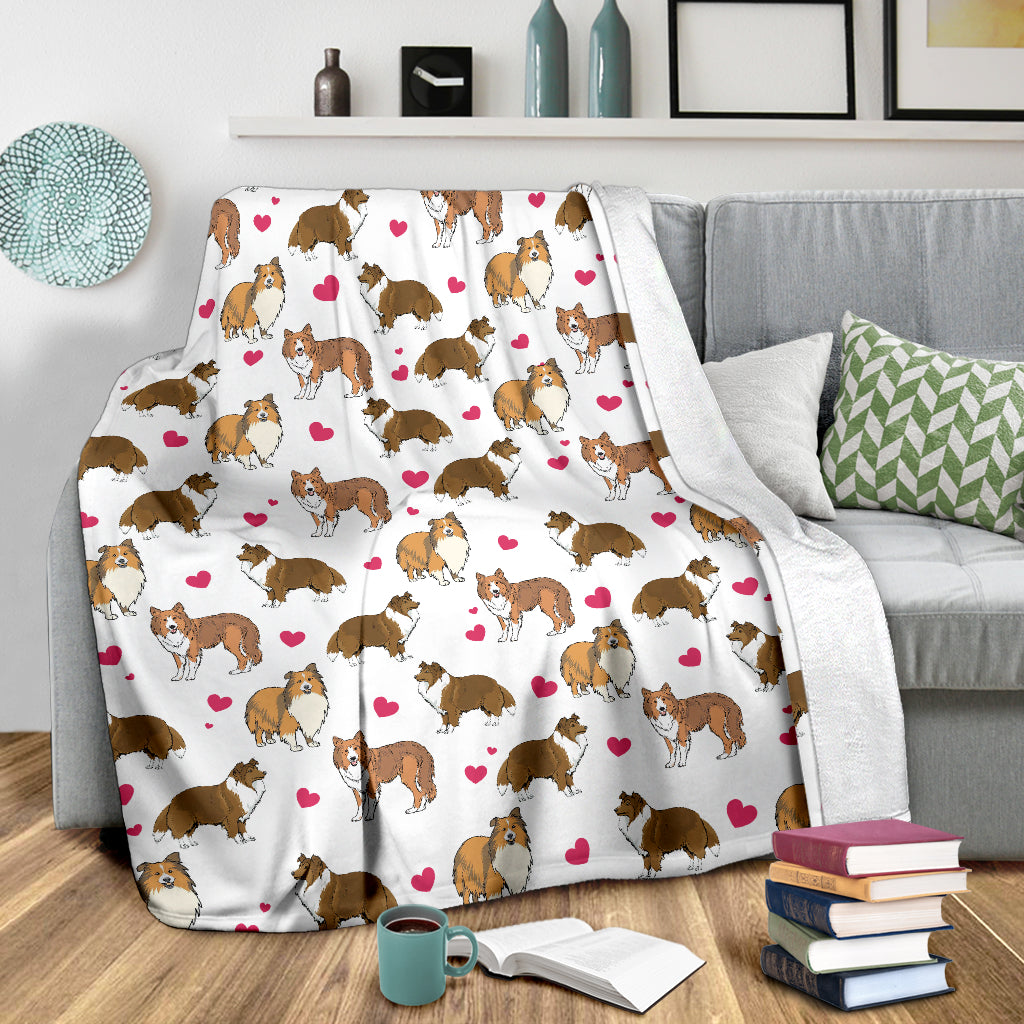 Rough Collie Heart Blanket