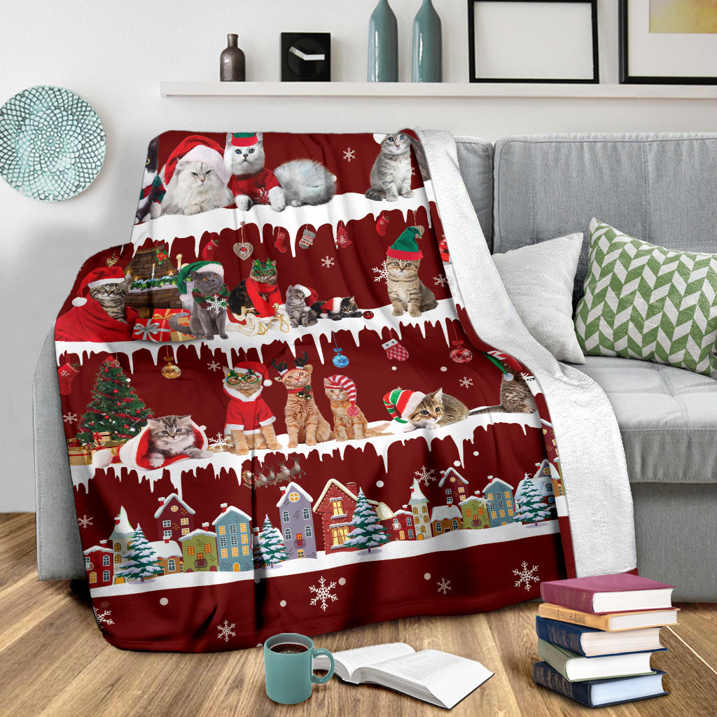 Cat Snow Christmas Blanket