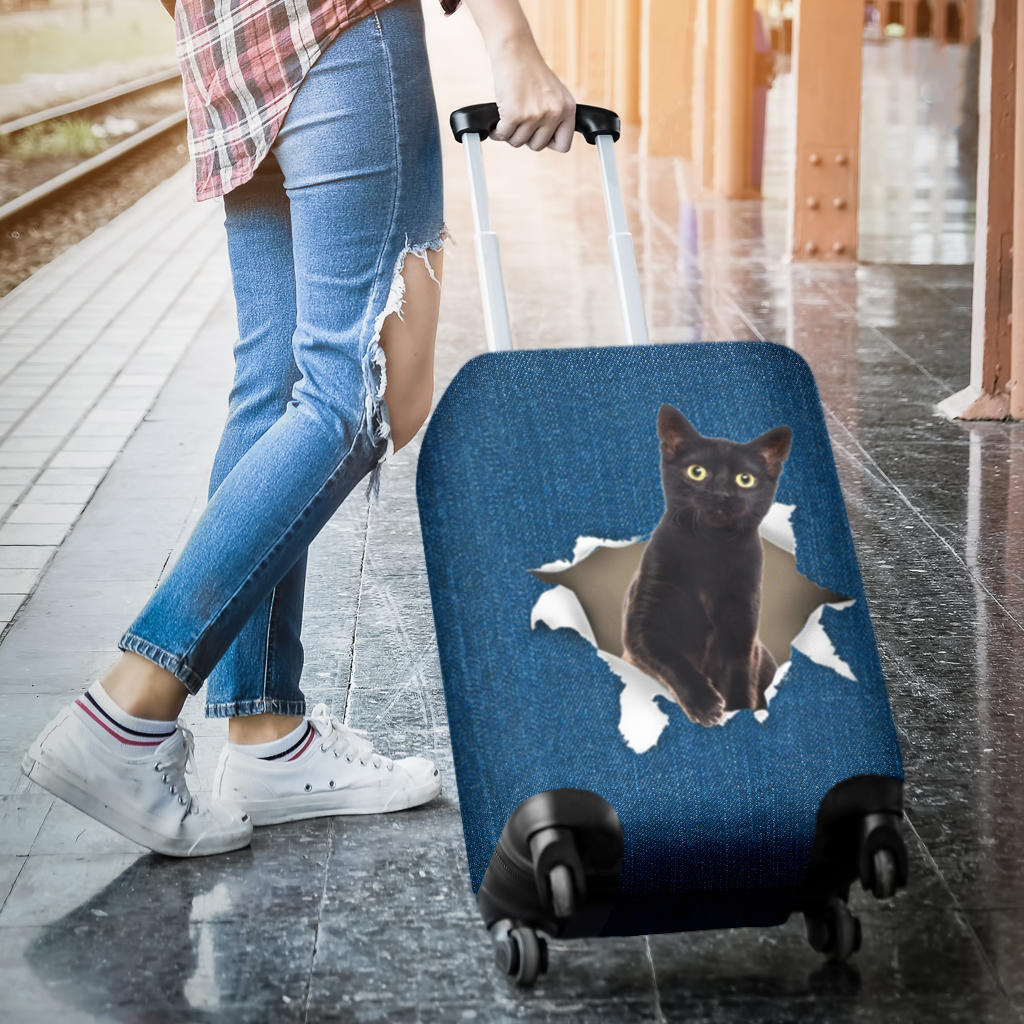 Black Cat Torn Paper Luggage Covers