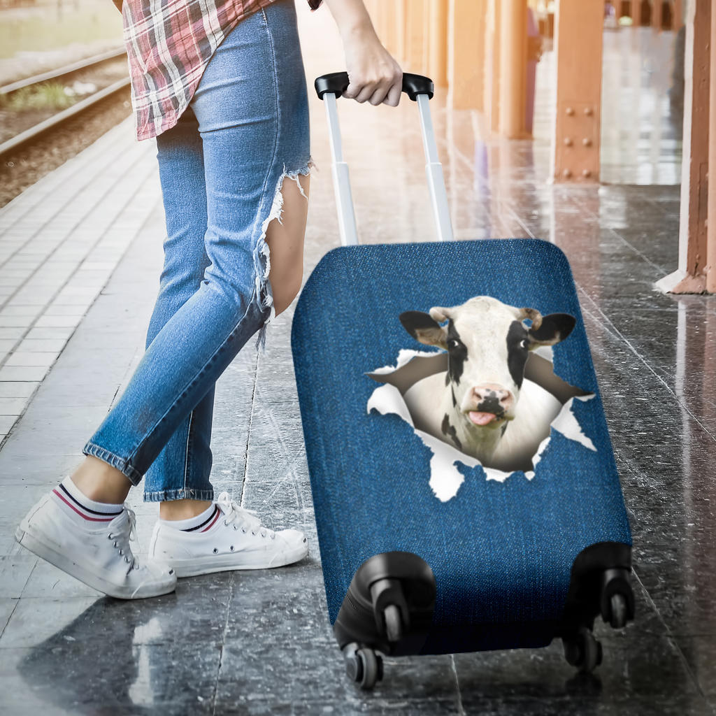 Cow Torn Paper Luggage Covers