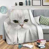 White Cat Face Hair Blanket