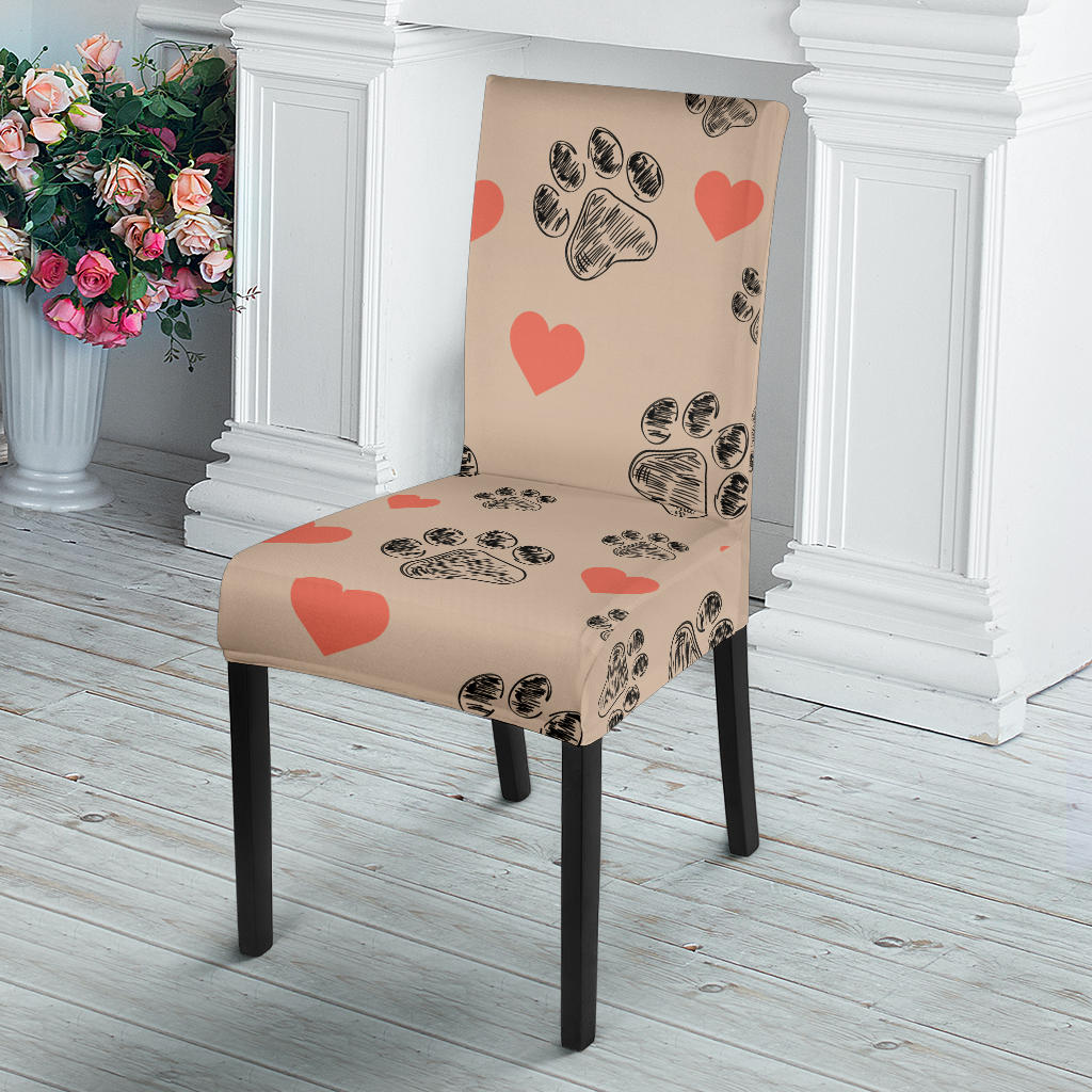 Paw prints dining chair slip cover