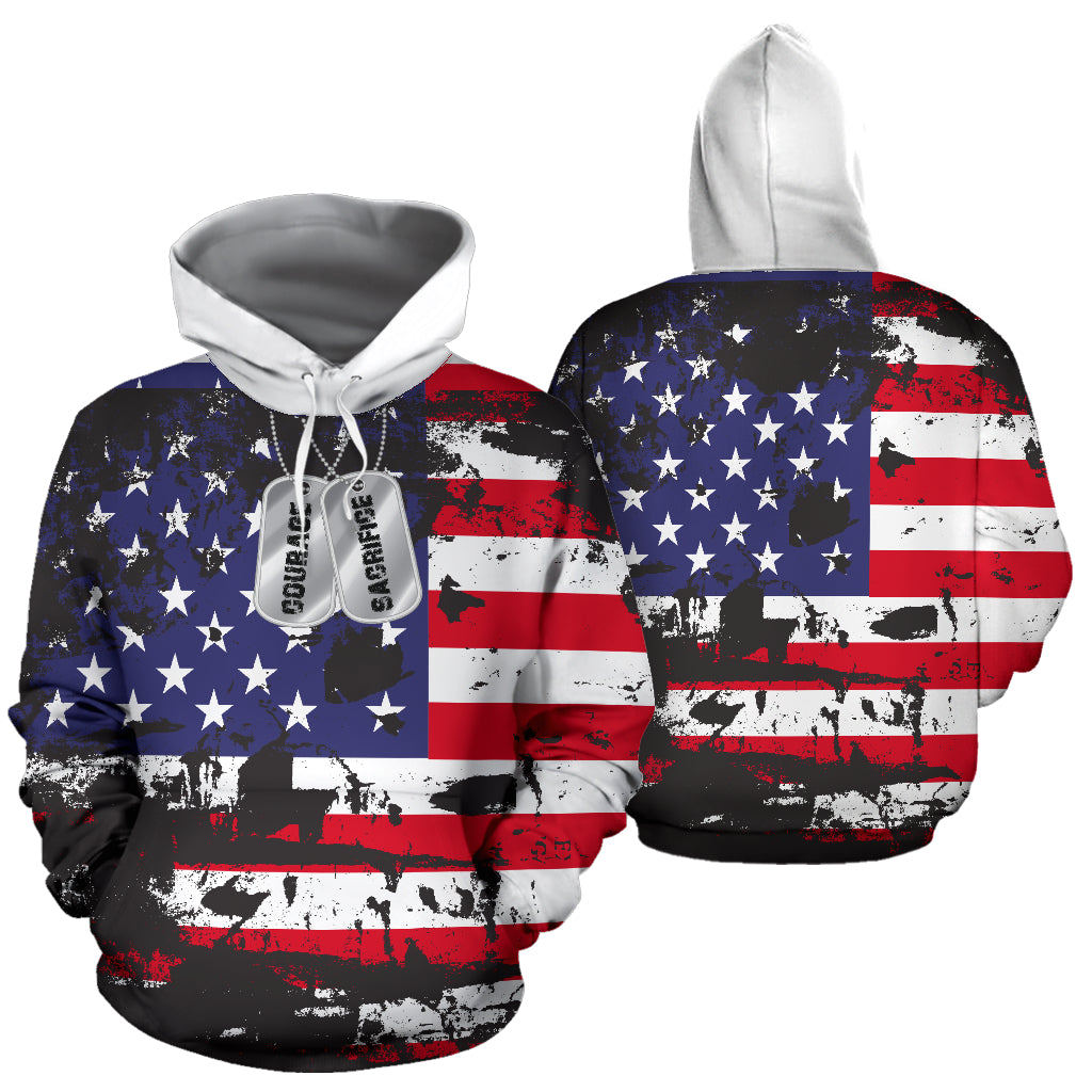 American Flag And Tags Hoodie