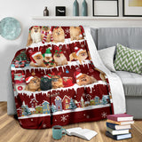 Pomeranian Snow Christmas Blanket