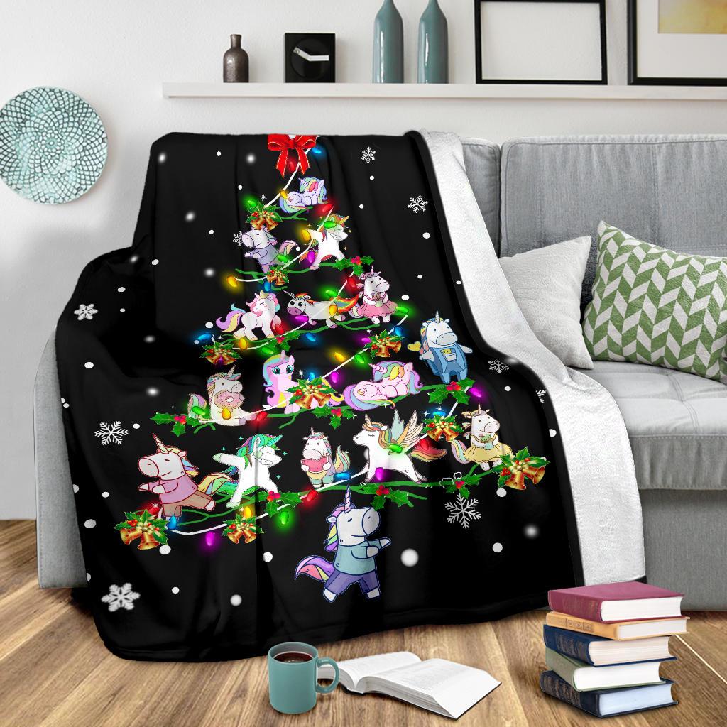 Unicorn Christmas Tree Blanket