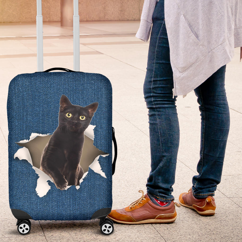 Black Cat Torn Paper Luggage Covers