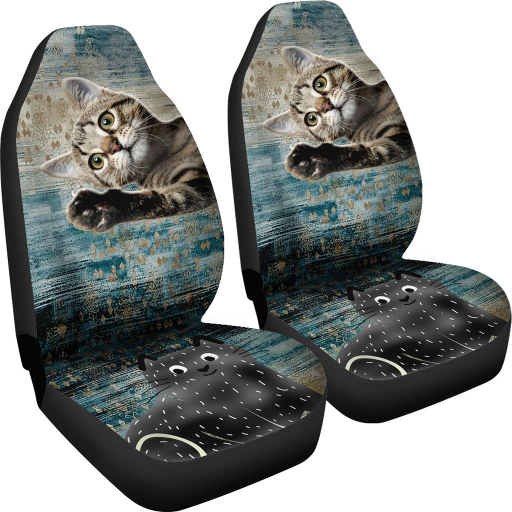 Grey kitten hi! Car Seat Cover