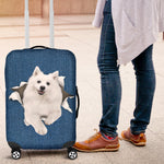 American Eskimo Dog Torn Paper Luggage Covers