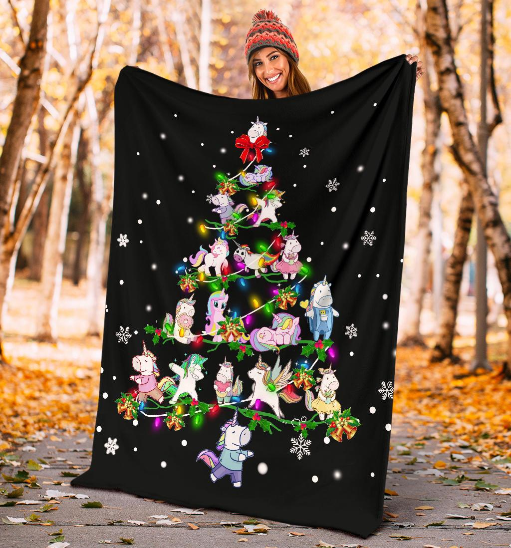 Unicorn Christmas Tree Blanket