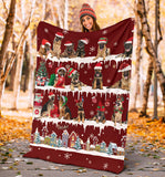 German Shepherd Snow Christmas Blanket