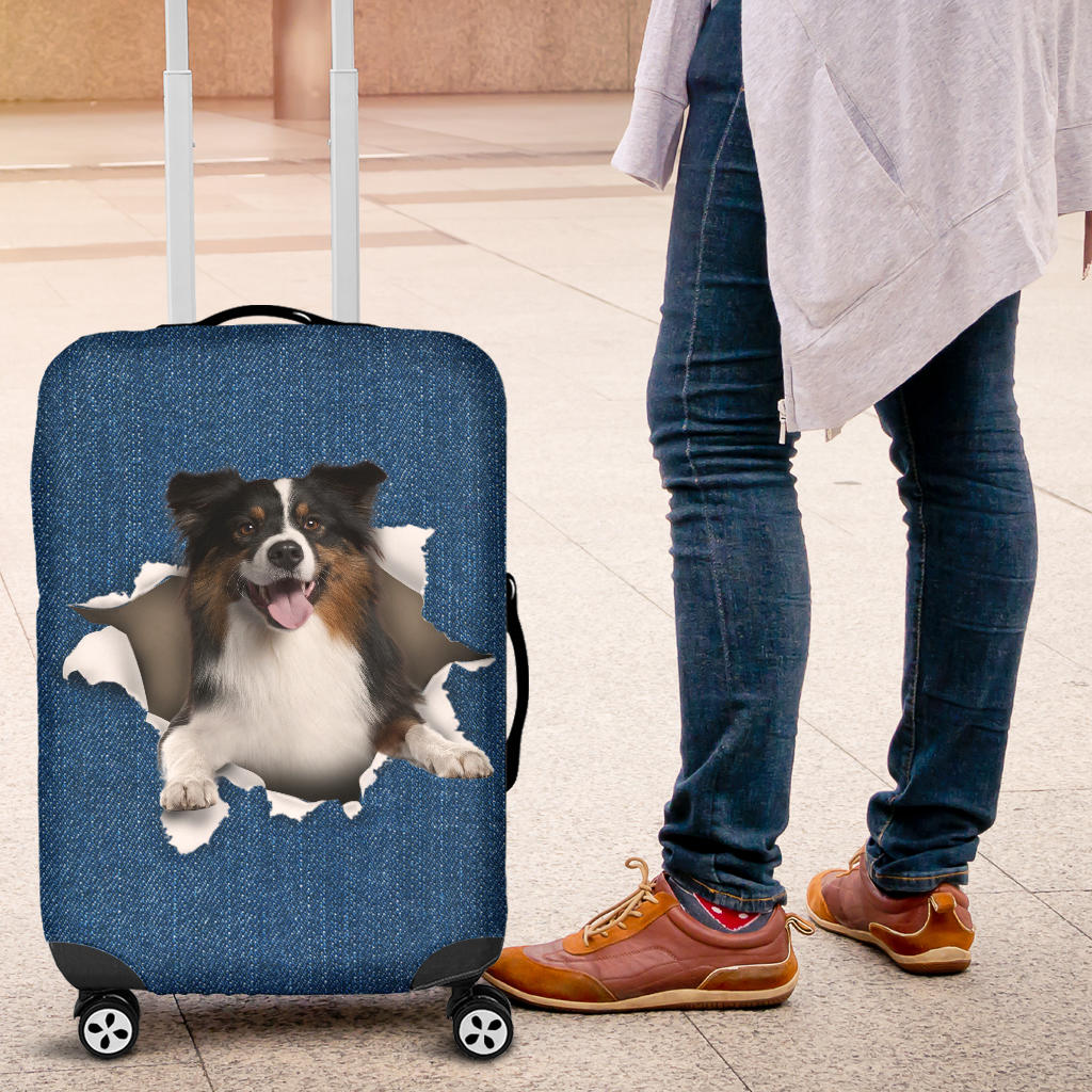 Australian Shepherd Torn Paper Luggage Covers