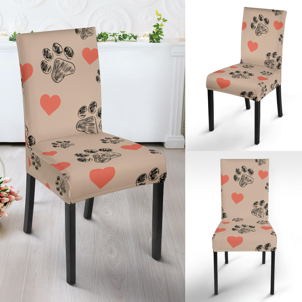 Paw prints dining chair slip cover