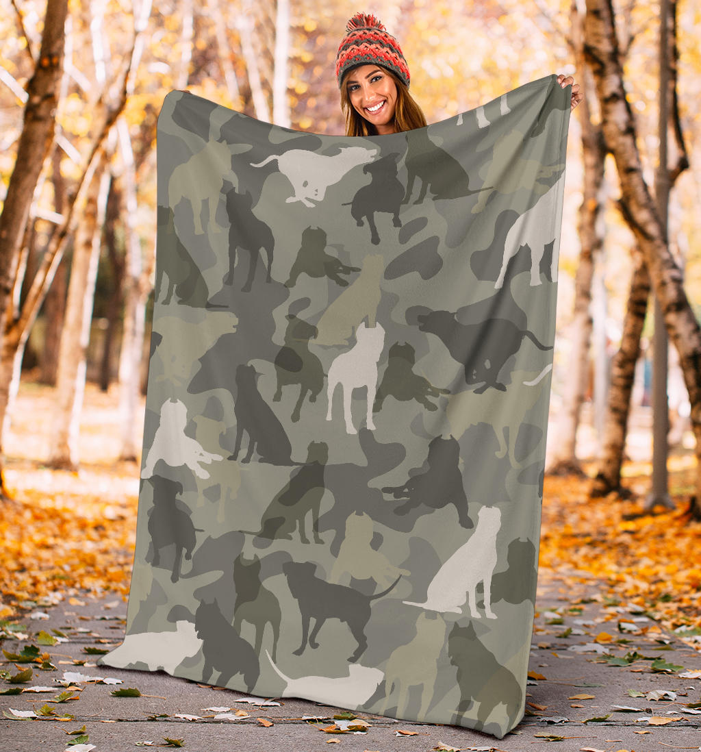 American Pit Bull Terrier Camo Blanket