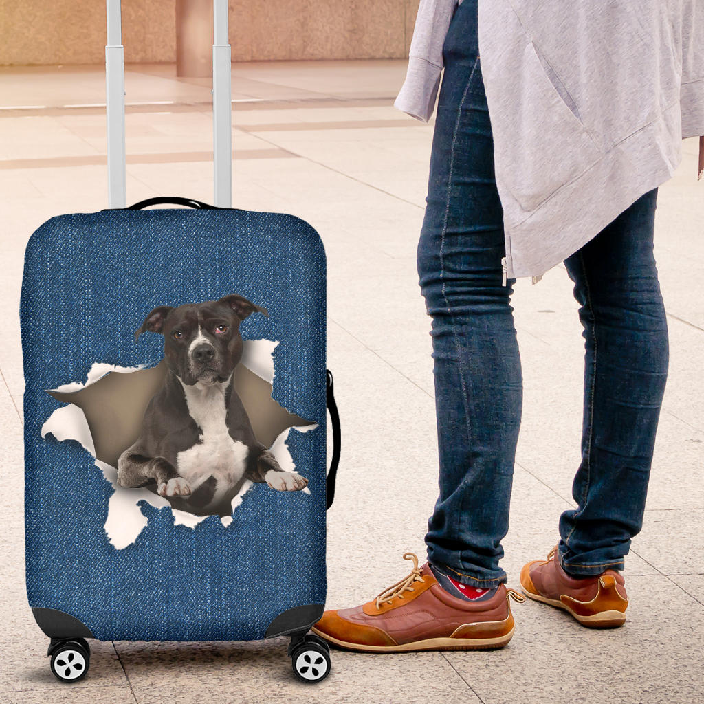 American Pit Bull Terrier Torn Paper Luggage Covers