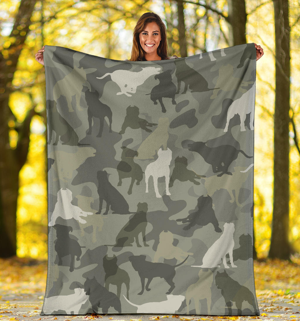 American Pit Bull Terrier Camo Blanket