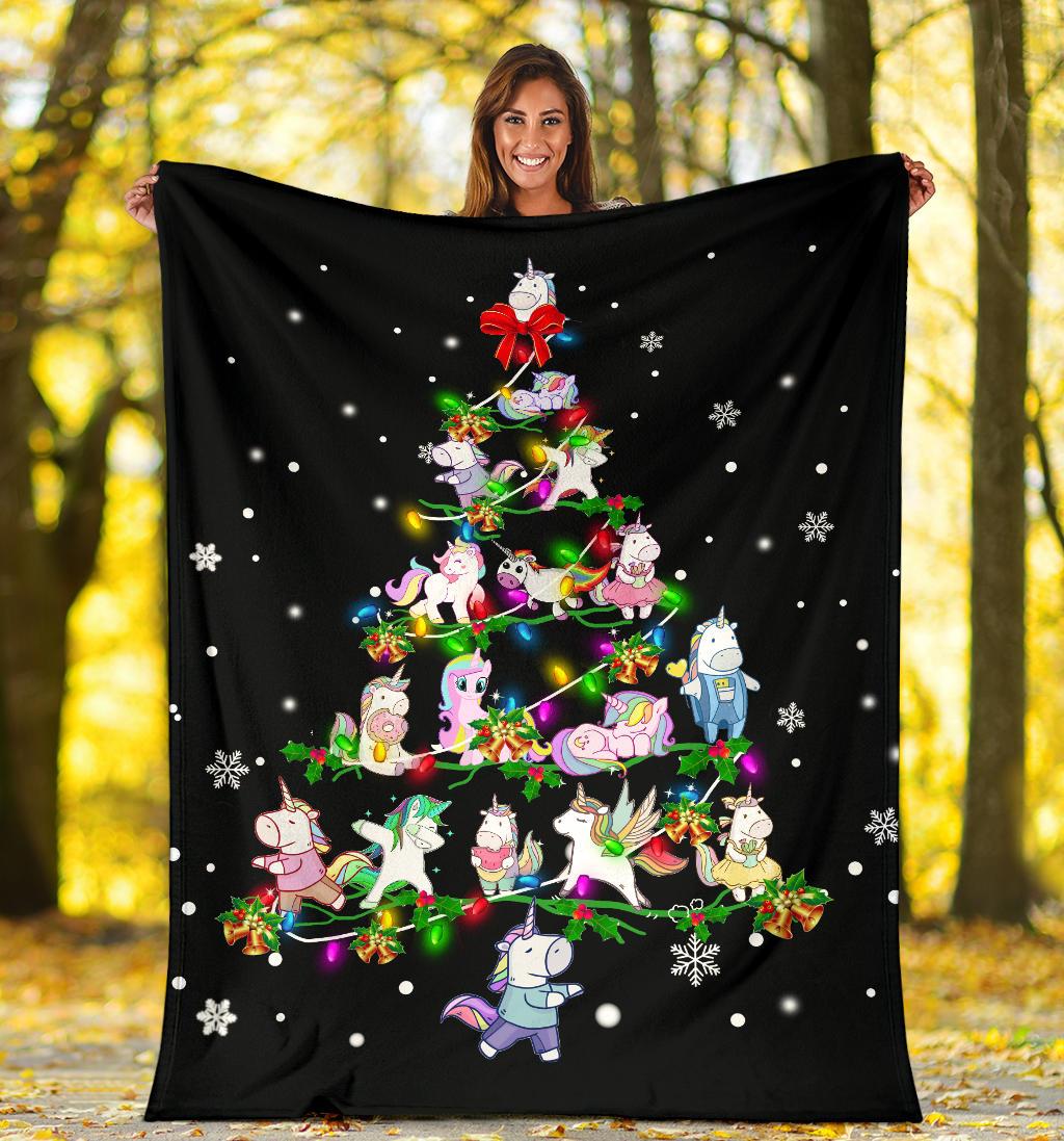 Unicorn Christmas Tree Blanket