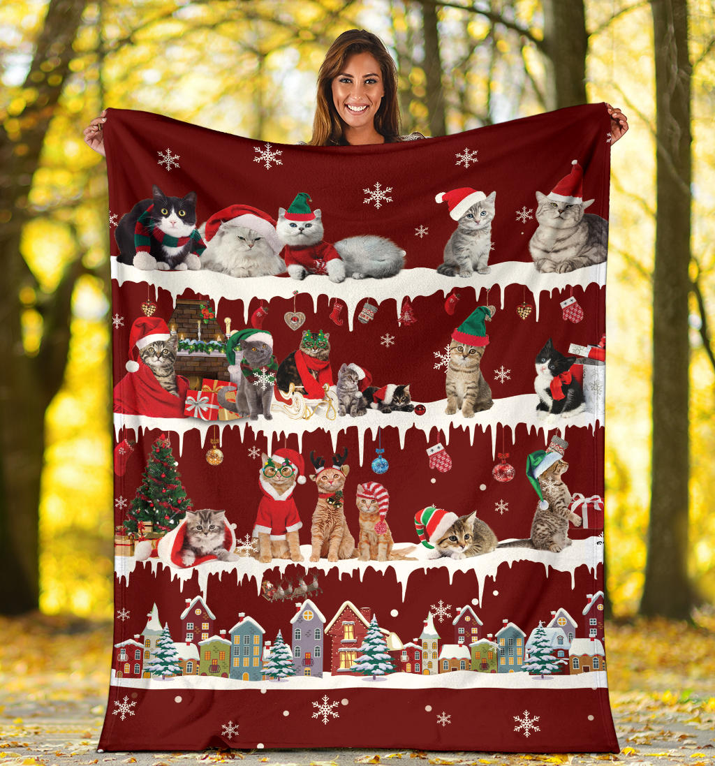 Cat Snow Christmas Blanket