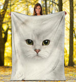 White Cat Face Hair Blanket