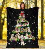 Shih Tzu Christmas Tree Blanket