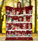 Welsh Corgi Snow Christmas Blanket