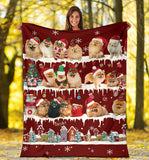 Pomeranian Snow Christmas Blanket