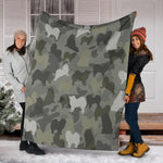 American Eskimo Dog Camo Blanket