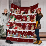 Welsh Corgi Snow Christmas Blanket