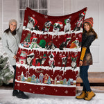 Boston Terrier Snow Christmas Blanket