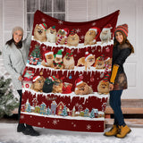 Pomeranian Snow Christmas Blanket