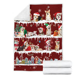 Welsh Corgi Snow Christmas Blanket