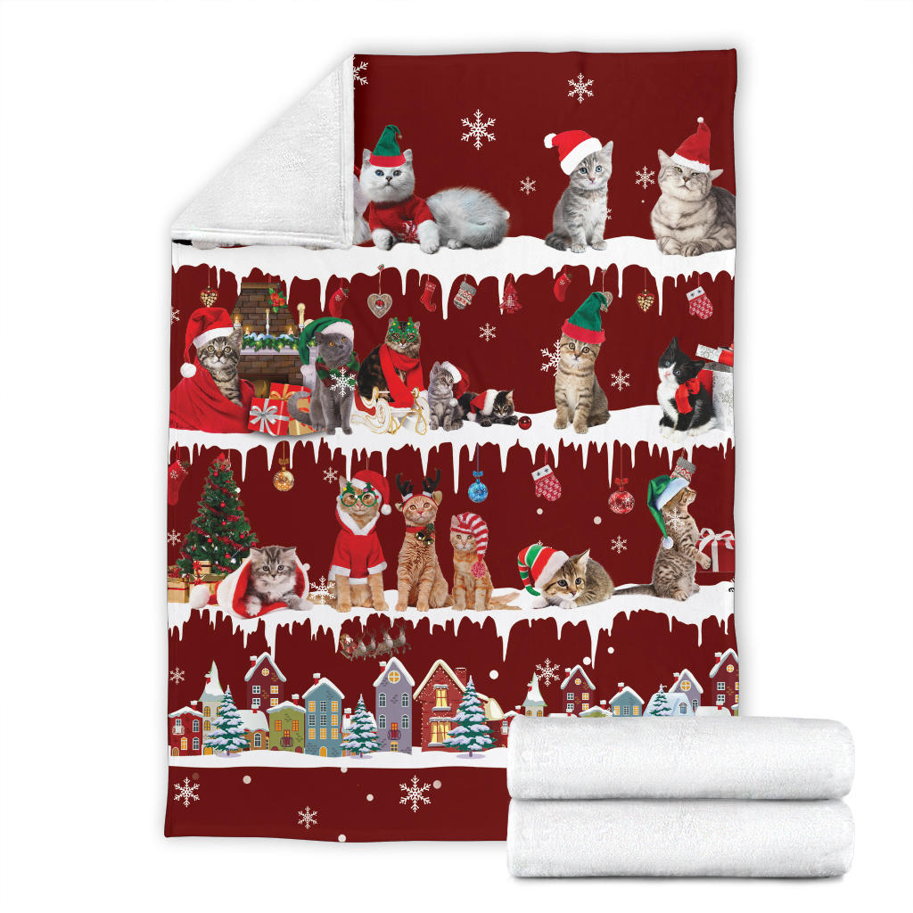 Cat Snow Christmas Blanket