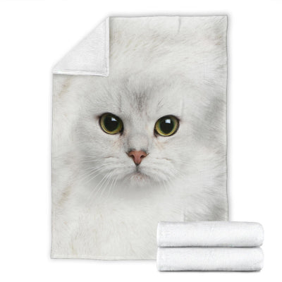 White Cat Face Hair Blanket