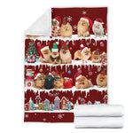 Pomeranian Snow Christmas Blanket